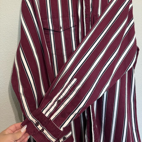 Vintage Wrangler Shirt Men Red Western
Striped Rodeo Cowboy 17.5 X 35 - Picture 9 of 11